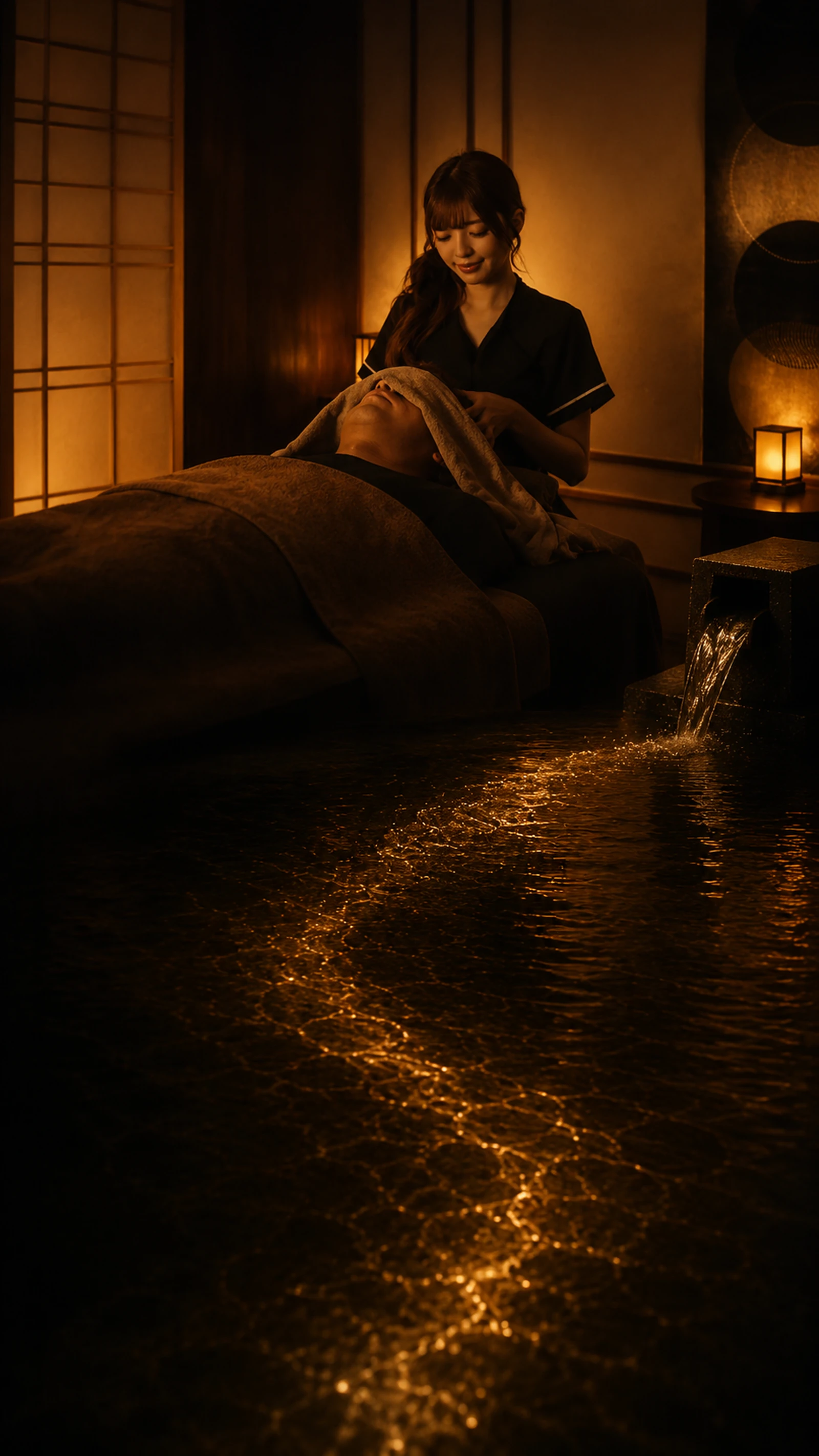 水の廊下と繋がる施術シーン