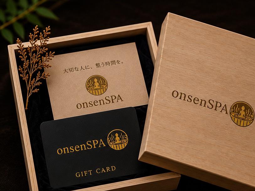 木箱を開けたonsen SPAギフトカードセット
