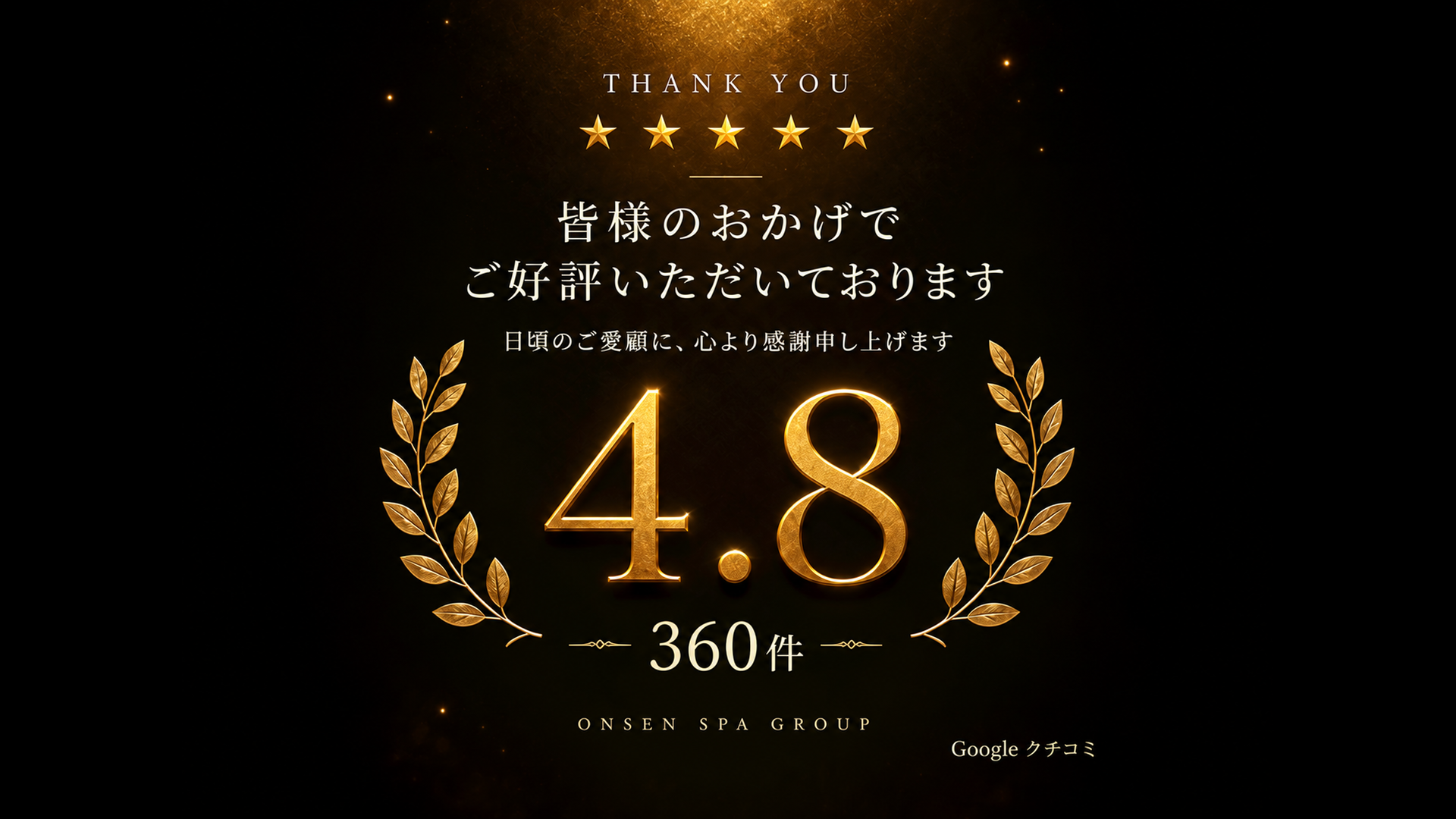 皆様のおかげで、クチコミ360件・総合評価4.8を達成しました