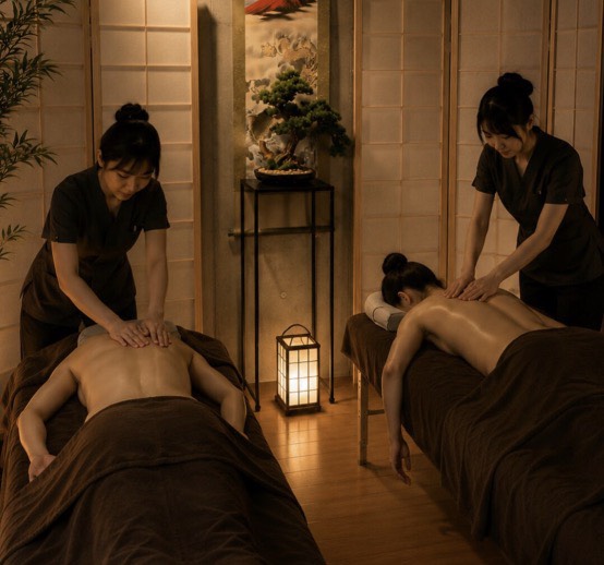 onsen SPA annex 麻布十番店 ペア施術の様子