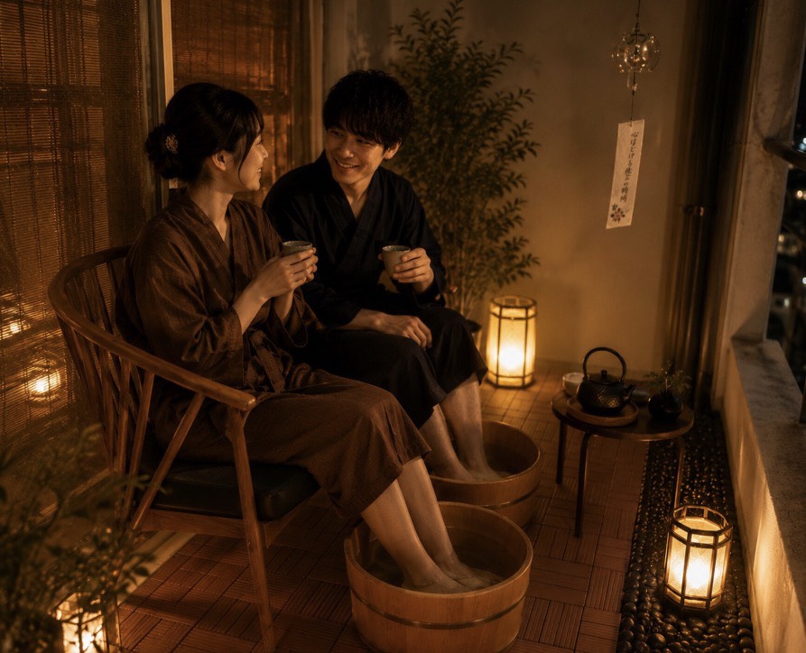 onsen SPA annex 温泉足浴ラウンジの様子
